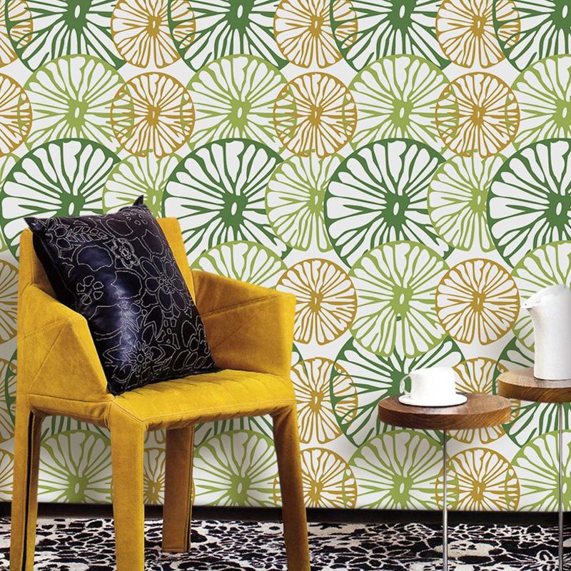 Cottage Lemon Slice Wallpaper Panels Pastel Color Self-Adhesive Wall Art for Sitting Room