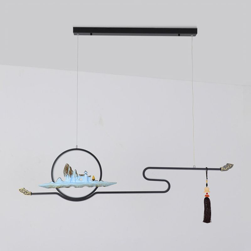 Accesorios de iluminación colgante lineal de 2 luces luces colgantes de sala de té modernas con sombra de metal