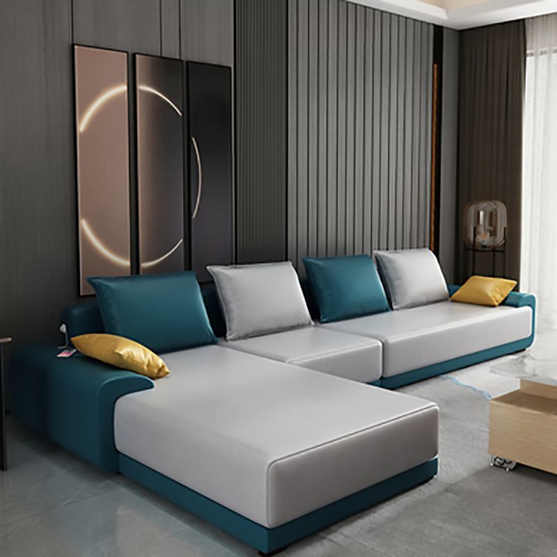 Divano cuscini rimovibili al dorso contemporaneo con chaise reversibile per soggiorno