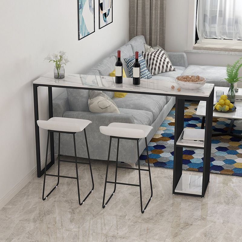 Modern Style Bar Table 1/3 Pieces Rectangle Faux Marble Counter Set