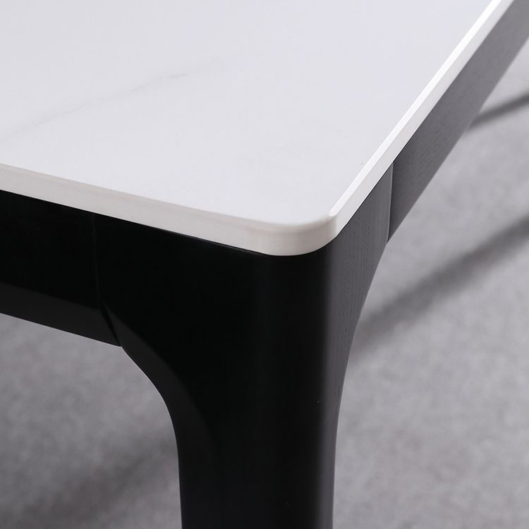 Mesa de comedor de mediados de siglo de rectángulo Tono blanco con piedra sinterizada