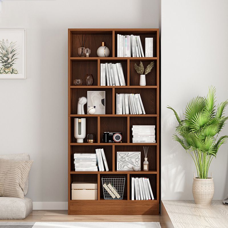 Contemporary Style Bookshelf Engineered Wood Closed Back Shelf Bookcase