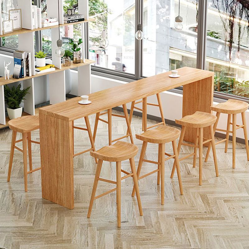 Luxurious Rectangle Pub Table Set 1/5/9 Pieces Wooden Counter Table with Backless Stools