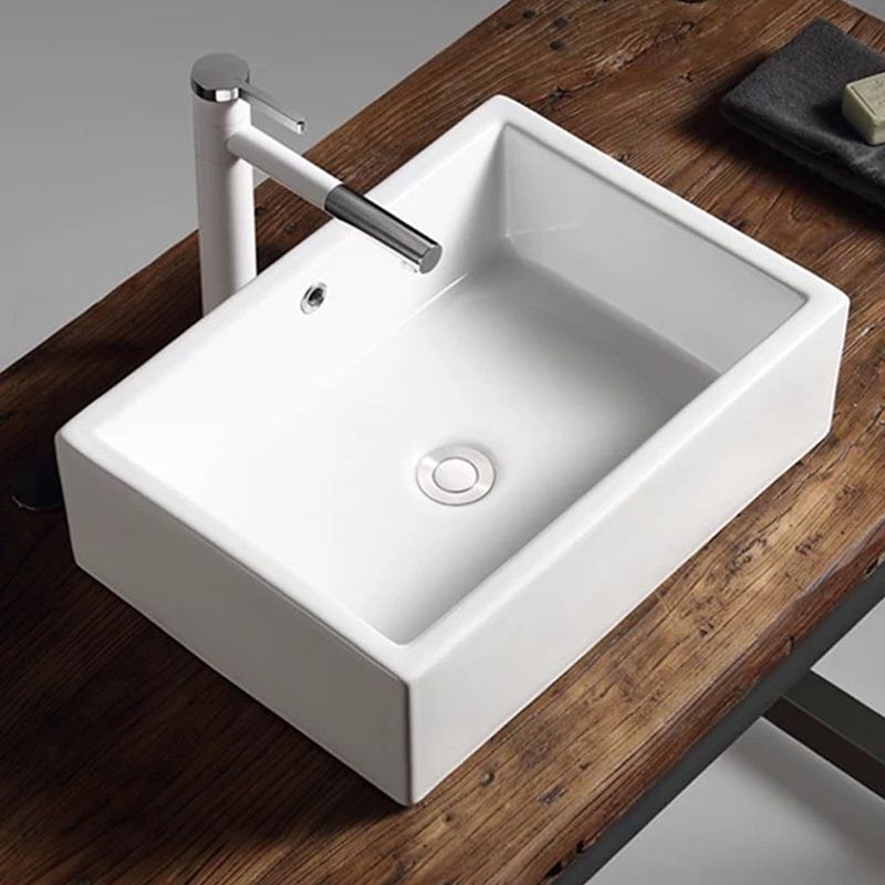 Modern Vessel Bathroom Sink Porcelain Oval with Pop-Up Drain Bathroom Sink