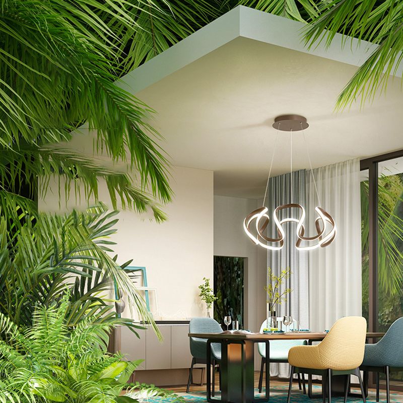 Contemporary Wave Chandelier Lights Metal 1 Light Chandelier Pendant Light