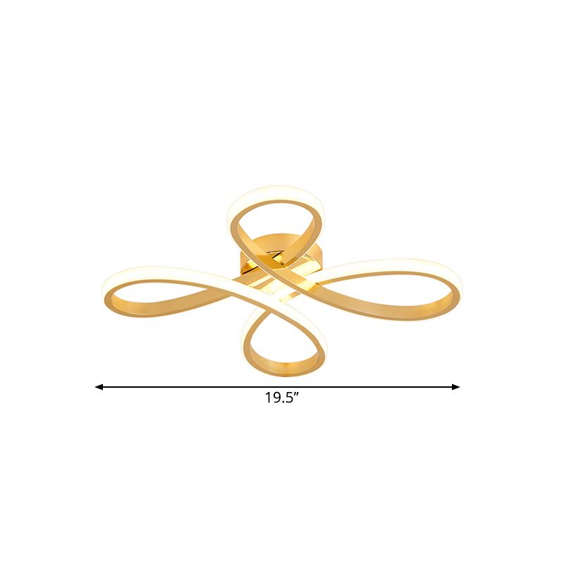 Chinois Knot Ceiling Flush Mount Modernism DEL Gold Semi Flush Lamp in Warm / White Light, 19.5 "/25.5" Wide
