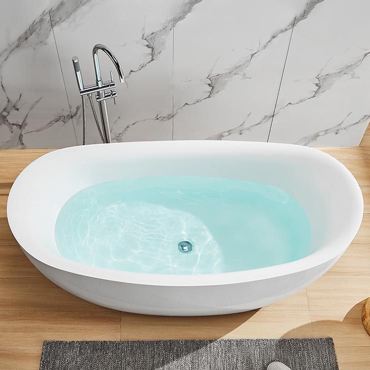 Modern Oval Freestanding Bathtub Acrylic Soaking White Center Bath