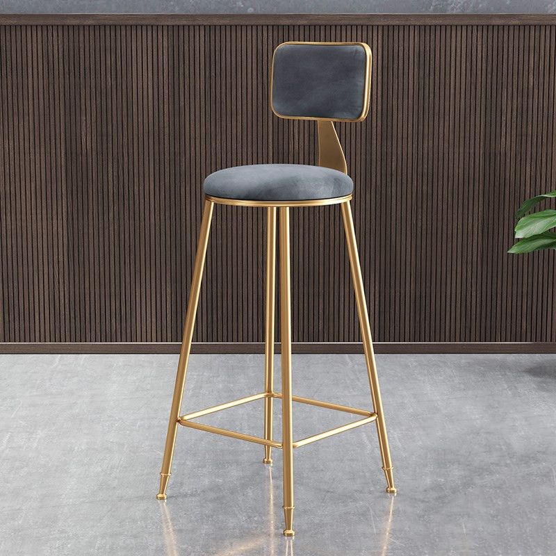 Glam Gold Legs Bar Stools Living Room Upholstered Counter Chair