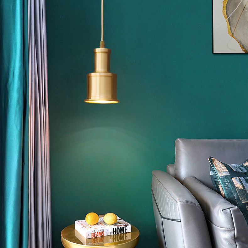 Metal Cylindrical Down Lighting Pendant Nordic Style Pendant Light Fixture in Gold