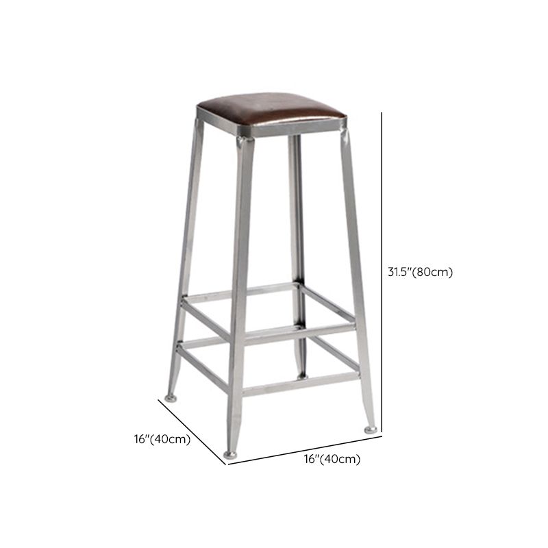 Metal Dining Stools Contemporary Armless Faux Leathe Bar Stools