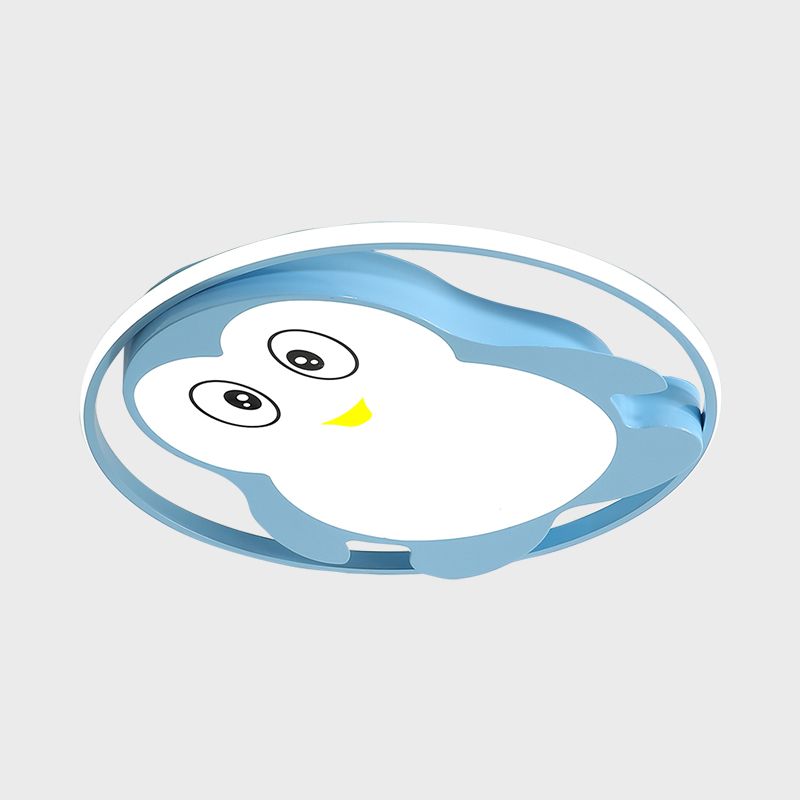Pink/Blau Finish Pinguin Deckenmontage Cartoon LED Acryl Flushmount Beleuchtung für Unterzimmer-Schlafzimmer