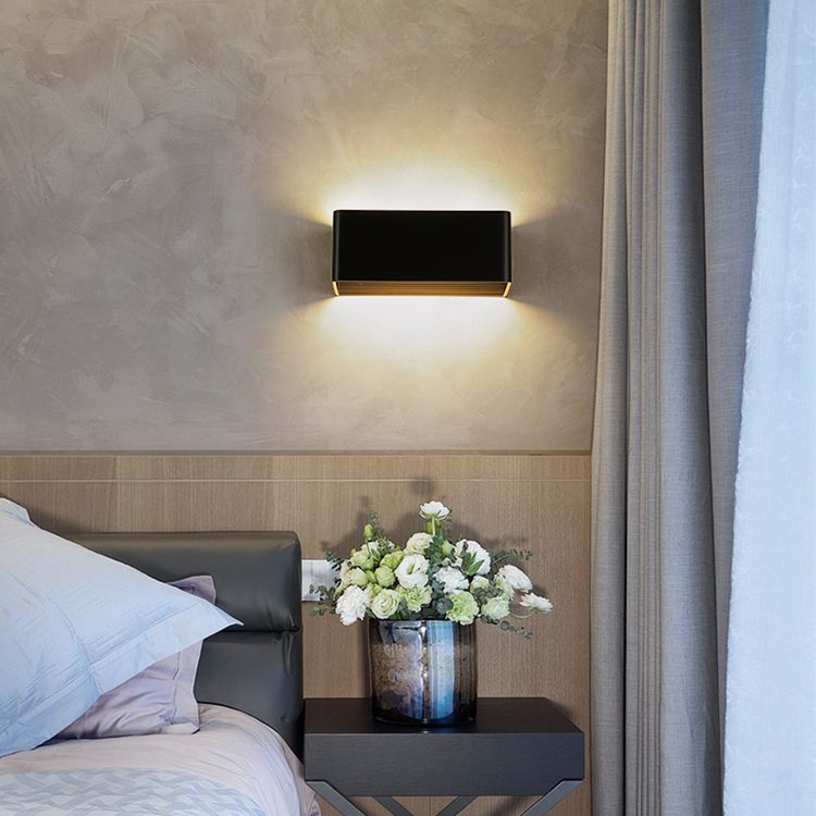 Geometric Shade Wall Lighting Modern Style Metal 2 Lights Sconce Lamp in Black