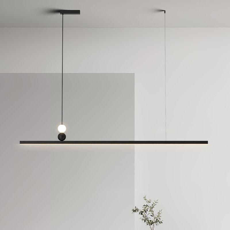 Aluminum and Acrylic Ceiling Pendant Fixture Linear Kitchen Island Fixture in Dark Black