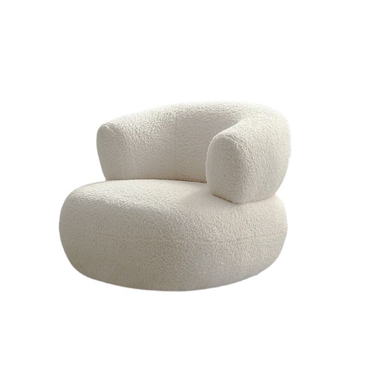 Contemporary Style Wool Sofa in White Curved Upholstered Sofa