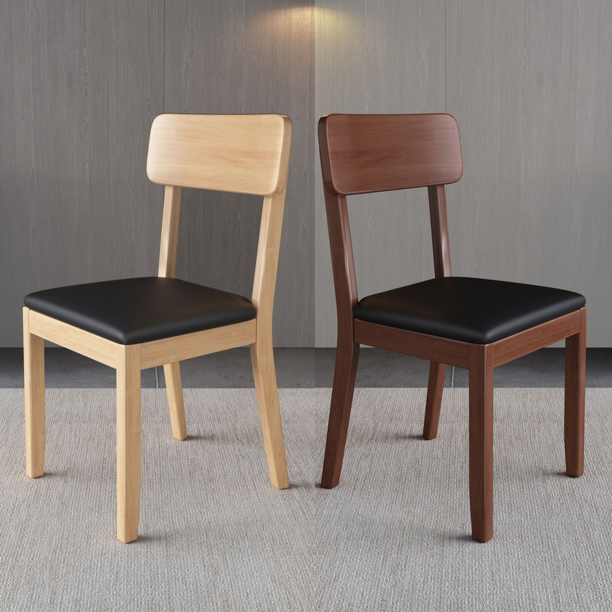 Chaise de salle à manger carrée de cuisine moderne, chaise sans bras latérale à dossier ouvert
