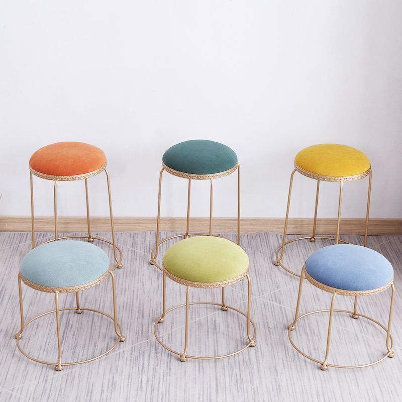 Modern Standard Round Whole Colored Velvet Metal Frame Fade Resistant Ottoman