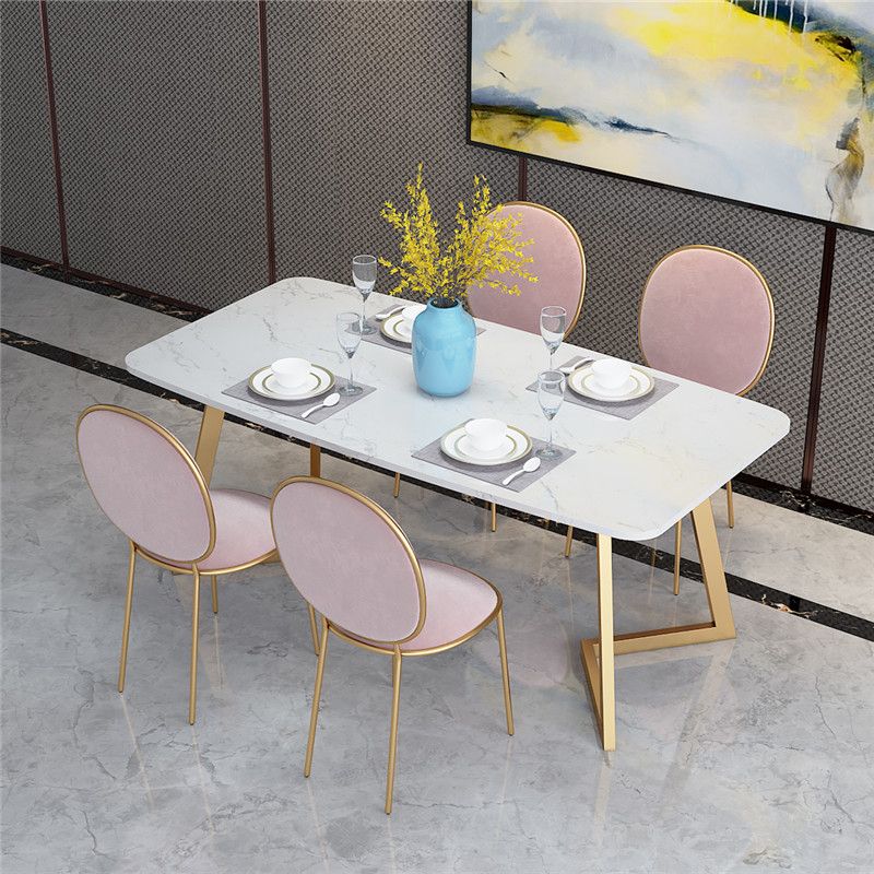 Modern Fixed Dining¬†Room¬†Table¬†Set Marble Top Kitchen Dining Furniture with 4 Legs Base
