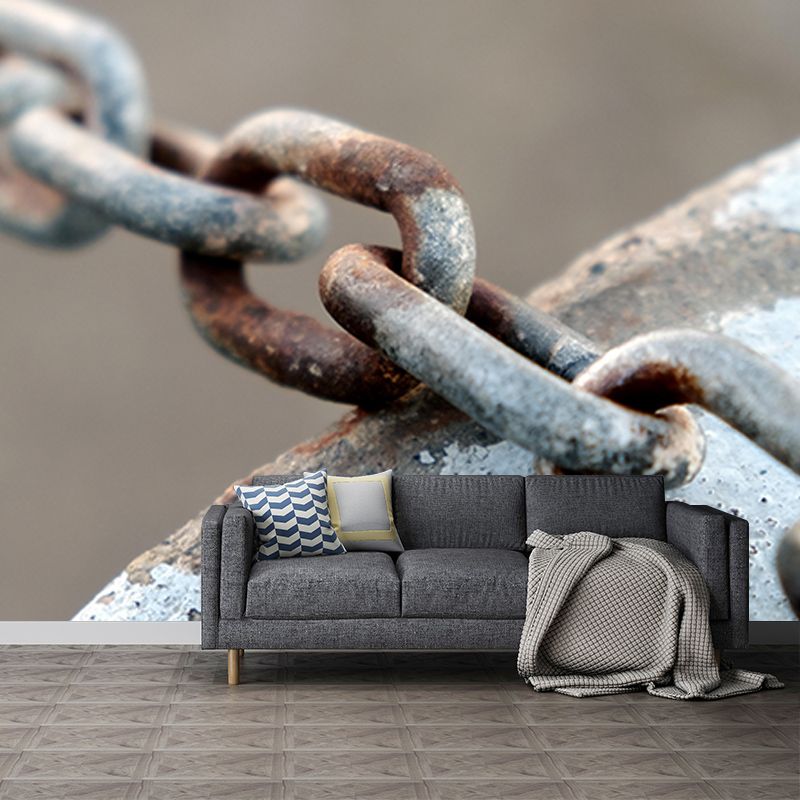 Mural Wallpaper Industrial Metal Wall Mildew Resistant Decorative Boys Bedroom Wall Art