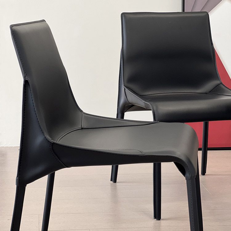 Modern Style Dining Chair Leather Solid Back Side Chair for Dining Room