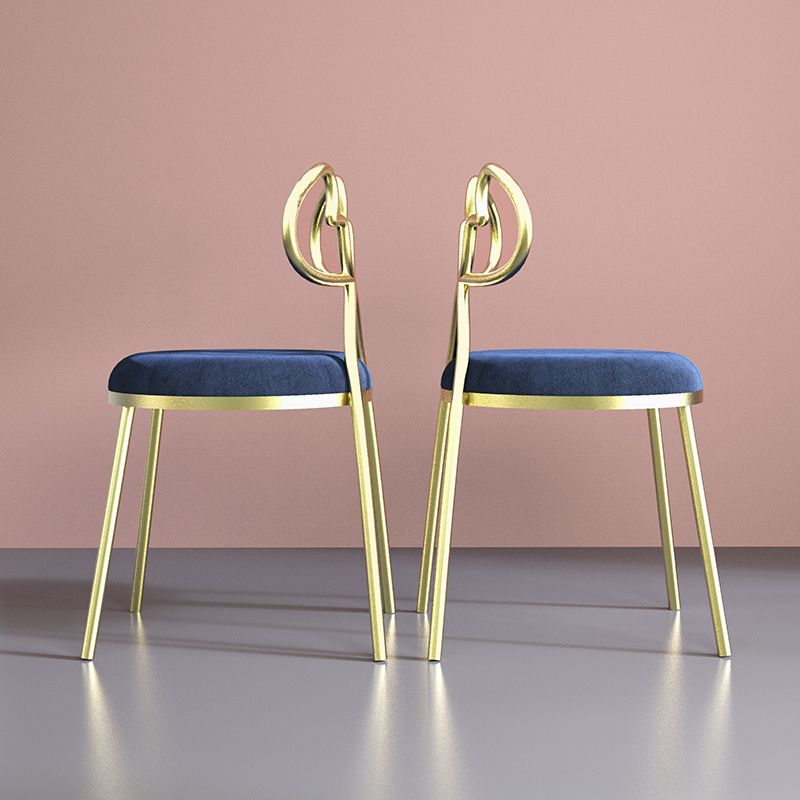 Velvet Armless Dining Chairs Nordic Design Open Back Dining Side Chair