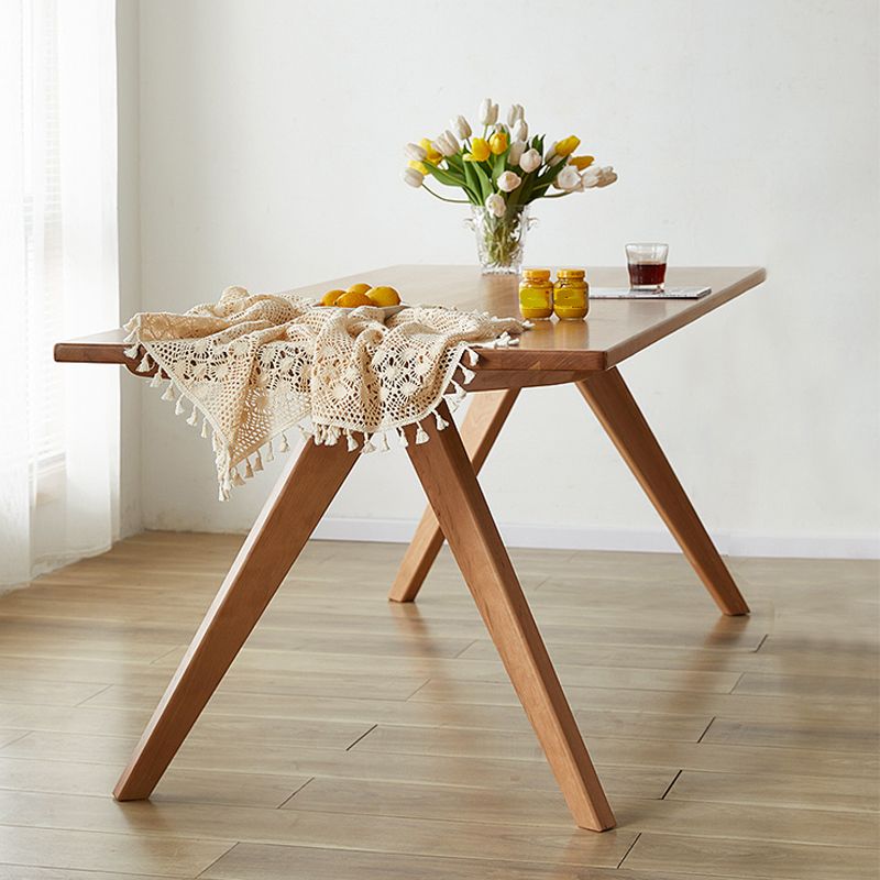 Rectangle Double Base Dining Table Medieval Modern Style Wood Table for Kitchen