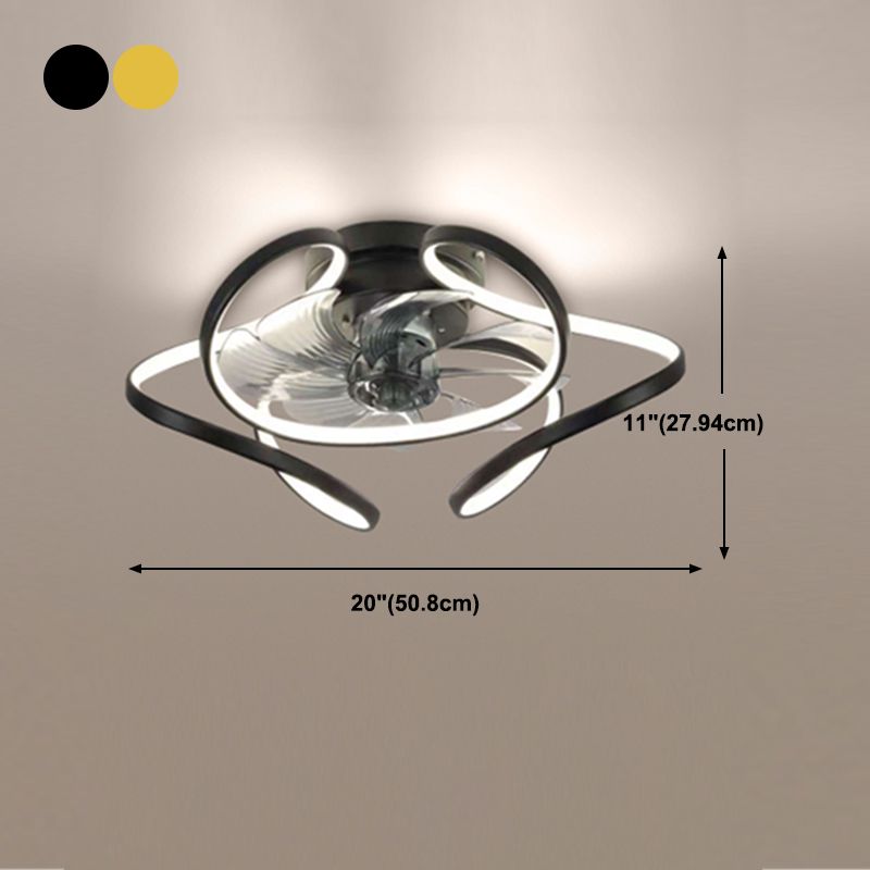 Metal Geometric Ceiling Fan Light Modern Style Multi Lights Flush Mount Lamp