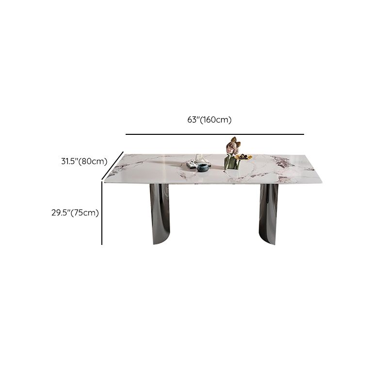 Contemporary Furniture Rectangle Stone Dining Room Table in White
