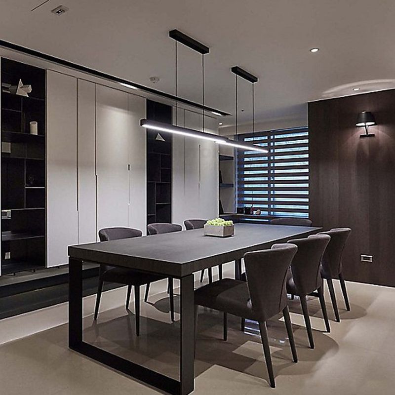 Lámpara de 1 cabeza de lámpara de la isla de metal moderna lámpara colgante de 1 cabeza lineal con sombra acrílica