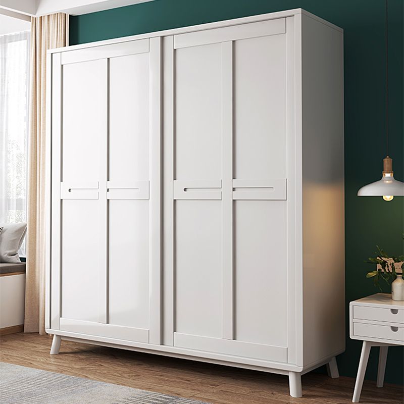 Traditional Rubberwood Solid Wood Frame Wardrobe Freestanding Wardrobe with Legs
