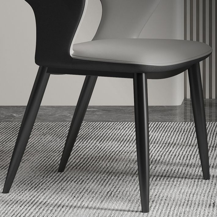 Modern Leather Dining Arm Chair Upholstered Open Back Armchair with Metal Legs