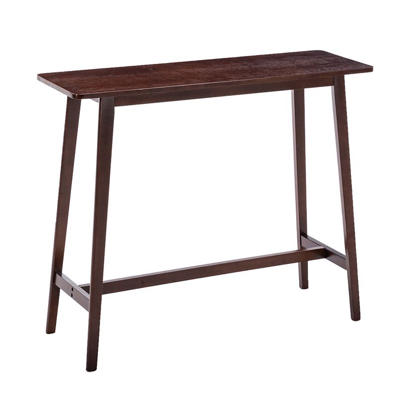 Rectangle Solid Wood Counter Height Table Modern Trestle Base in Brown and Natural