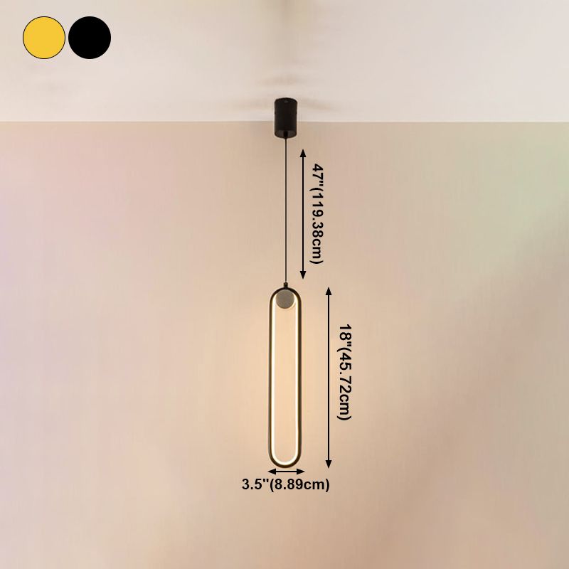 Moderne stijl led hanglamp 1 licht ovaal metaalhanglicht voor bed voor het bed