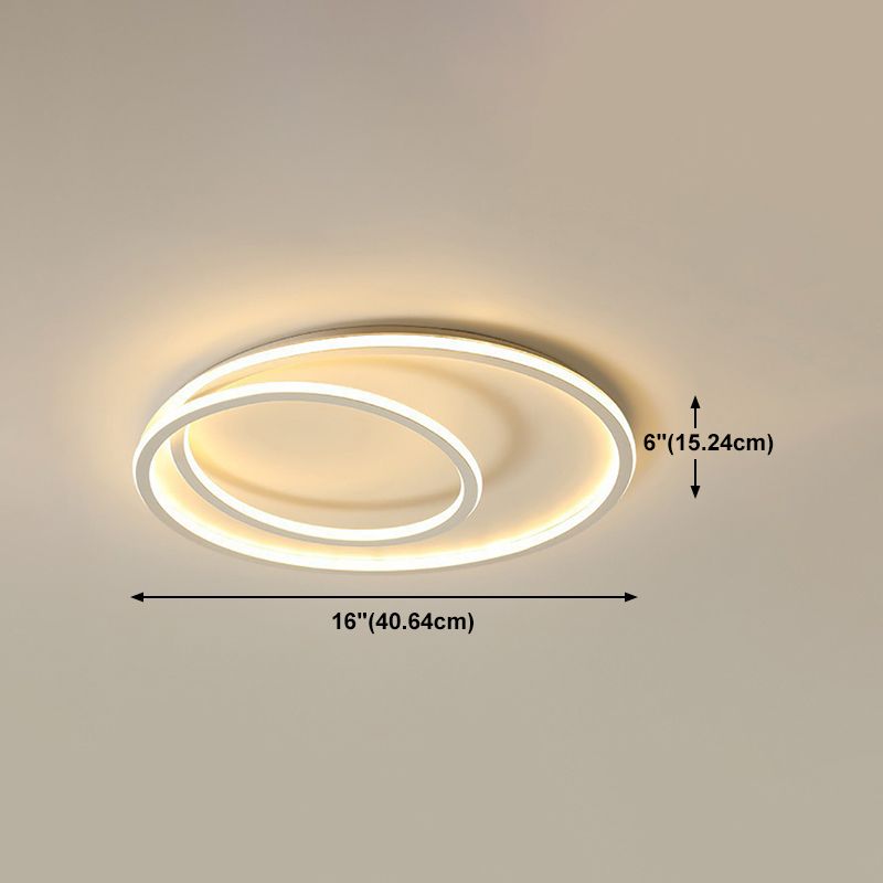 White Circle Ceiling Light Fixture Modern Style LED Metal Close to Ceiling Lamp