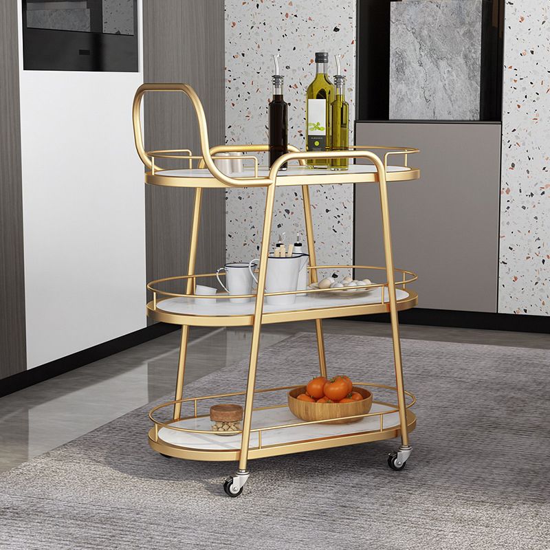 Home Dining Metal Prep Table with Shelves Rolling Prep Table