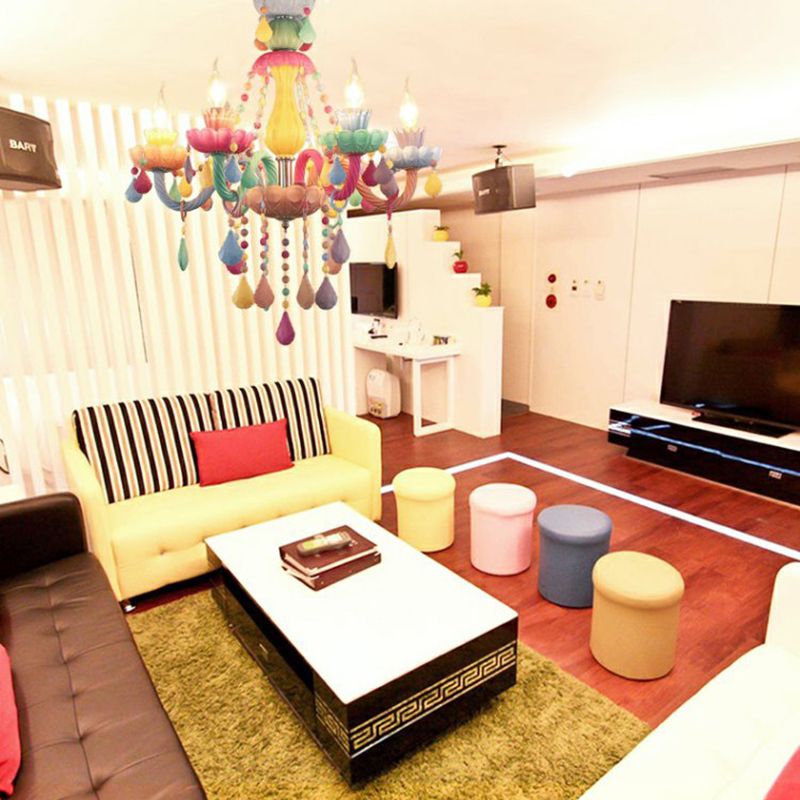 Lampada a soffitto multicolore in vetro Lampada candele in stile moderno