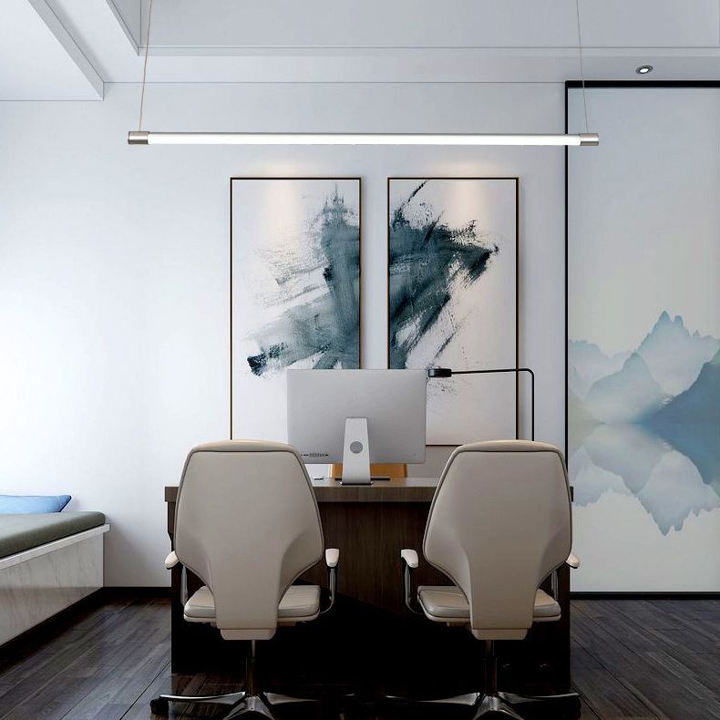 Metal Tube Shaped Led Pendent in Modern Style 30W Led Suspended Lights for Office Conference Room