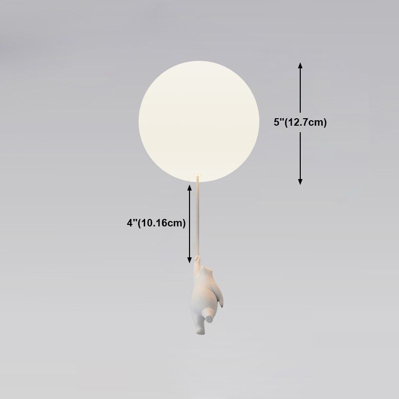 Cartoon 1-Light Ceiling Light White Balloon Shape Glass Flush Mount Light Fixture