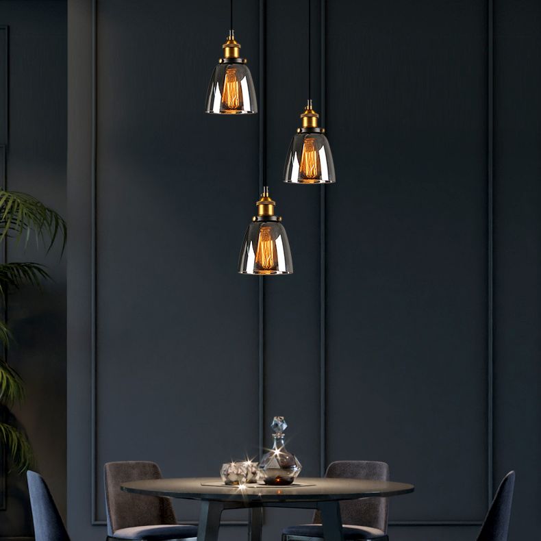 1 Light Pendant Light Vintage Industrial Minimalist Glass Shade Dining Room Hanging Lamp