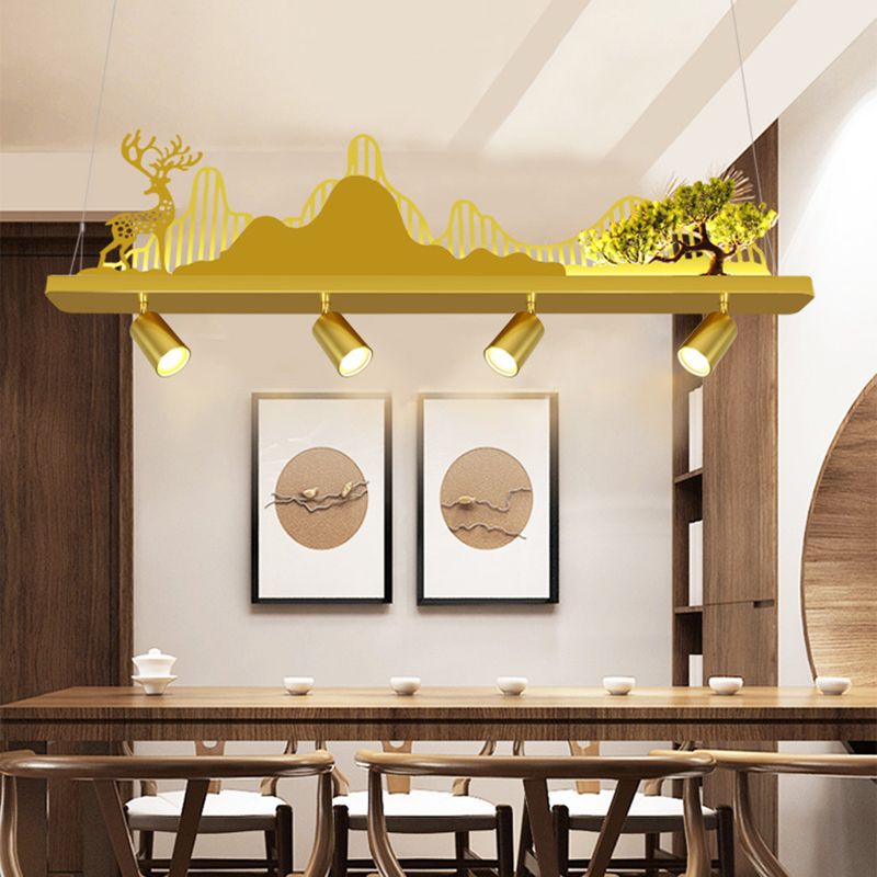 Geometry Shape Island Lights Modern Style Metal Island Lighting in Gold