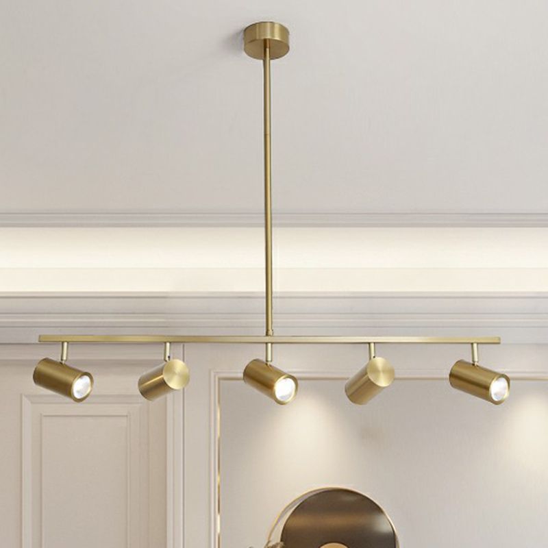 Tube Shade Dining Room Spotlight Metal Minimalist Adjustable LED Hanging Island Light