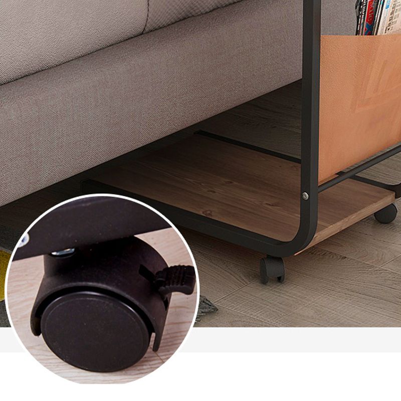 Modern Wood Corner Table Side Rectangular End Table with Storage