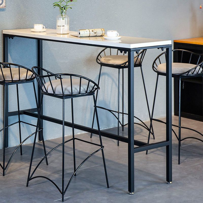 Industrial Bar Height Table White Faux Marble Top Bistro Pub Table for Patio Use