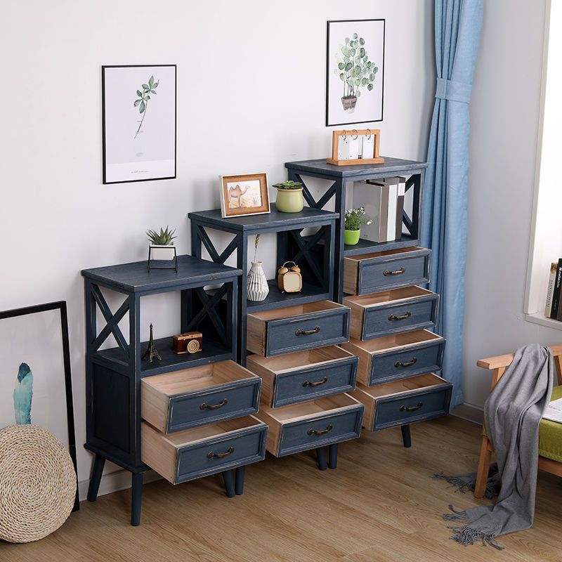 Contemporary Wood Accent Chest with Drawers and Shelf 12.59" Wide