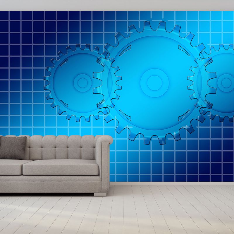 Industrial Gear Mural Wallpaper Mildew Resistant Wall Covering for Wall Decor