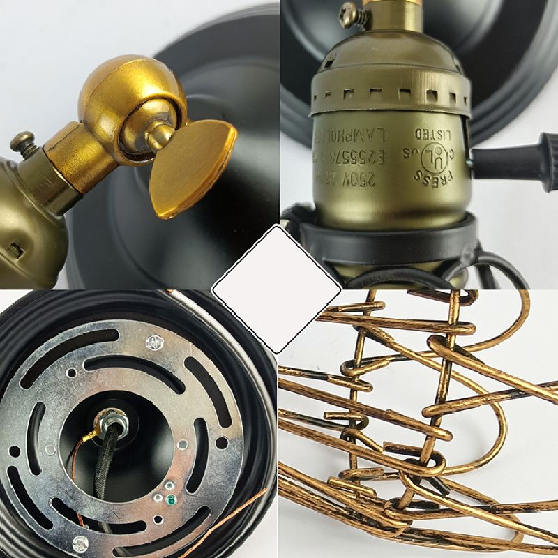 Black Wall Sconce Geometric Shape Wall Light with Metal Shade for Bedroom