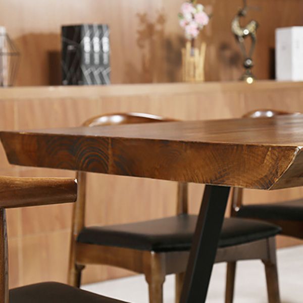 Industrial Style Rectangle Dining Table Wooden Table with Metal Legs for Home Use