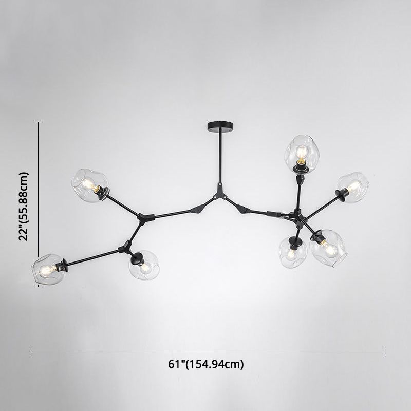 Apparecchi di illuminazione del lampadario ramificati Luce di sospensione in vetro moderno per soggiorno