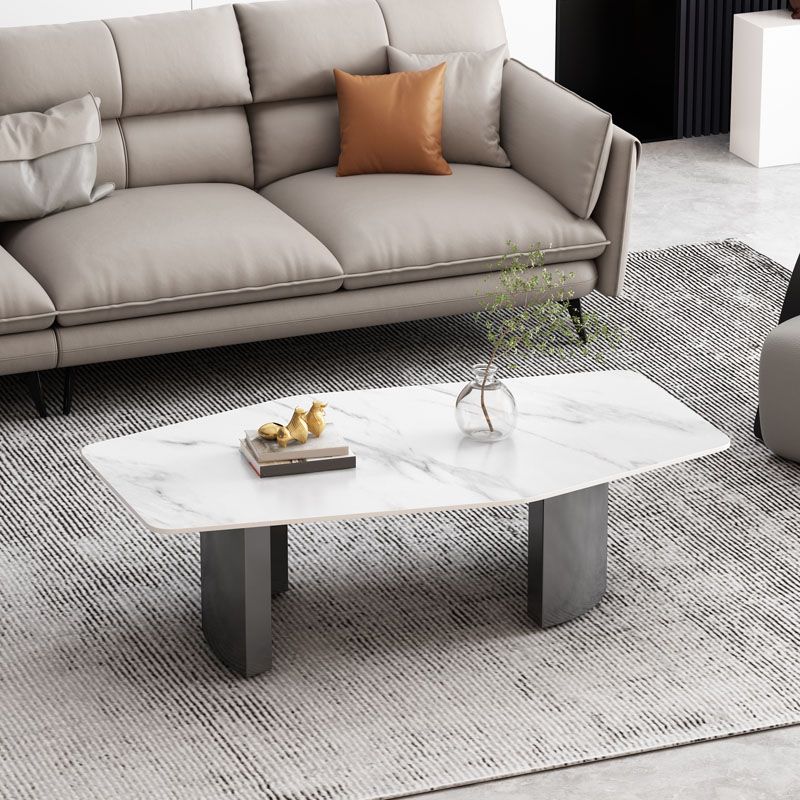 Abstract 1 Single Coffee Table Stone Top Geometric Cocktail Table