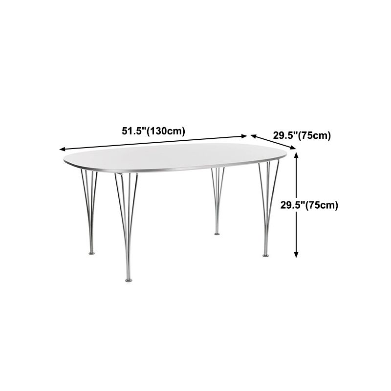 White Solid Wood Table Contemporary Oval Dining Table with 4 Legs