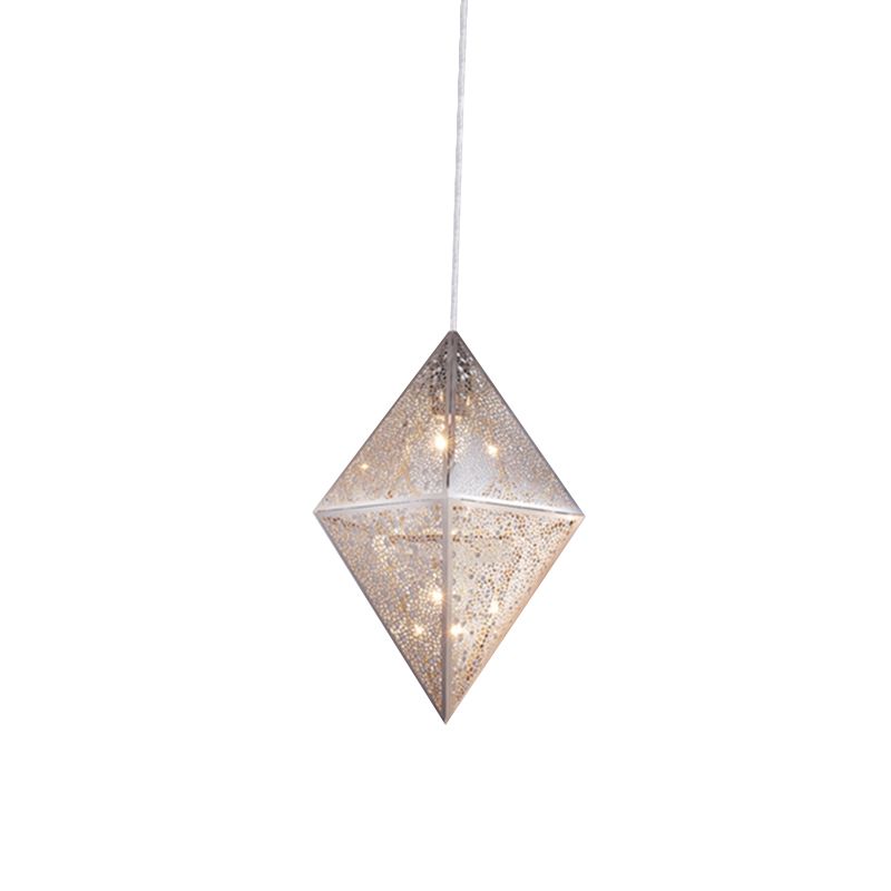 1 éclairage pendentif en ampoule avec une teinte en métal diamant post-moderne chromé plafond plafond, 10 "/ 14" W